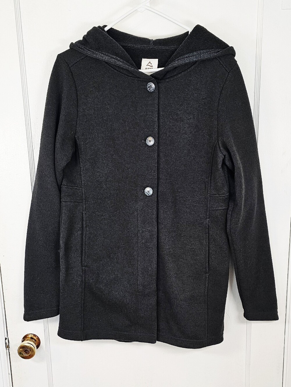 Alpine Design Stylish Black Knit Fleece Hooded Coat